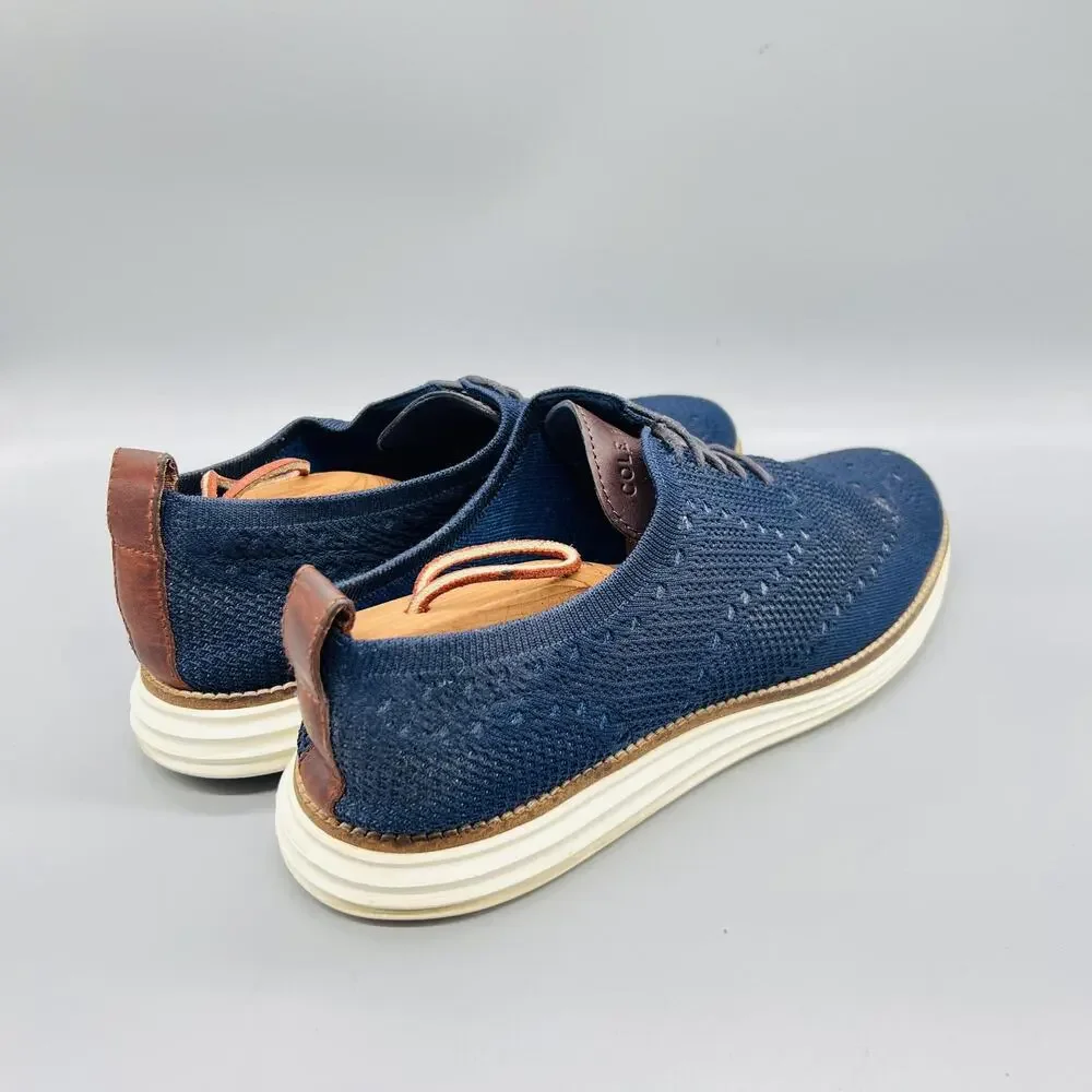Cole Haan Shoes Mens 10 Blue Knit Grand Wingtip Casual Sneakers Comfort